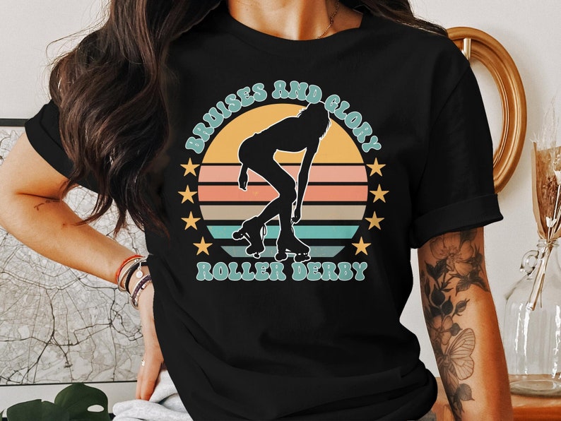 Maglietta Roller Derby, regalo per pattinaggio a rotelle, maglietta per fan di Roller Derby, top Roller Derby, regalo Roller Derby, maglietta per ragazze Roller, maglietta per pattinatori a rotelle Black