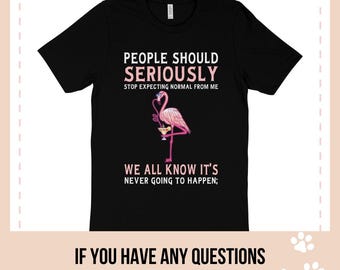 People Should Stop Expecting Normal from Me T-shirt, Sarcastic Novelty, Humorous Flamingo Tee, Drinking Flamingo Shirt, Drunk Pink Bird Tee