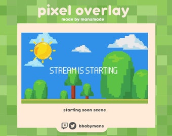 Full Twitch Package Pixel Art Twitch Overlay, Scenes and Banners- Outdoor Day and Night Scene