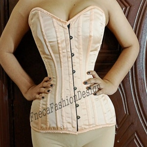 Heavy Duty Single Steel Boned Women&#39;s Over Bust 100 % Satin Waist Training Corset 4290