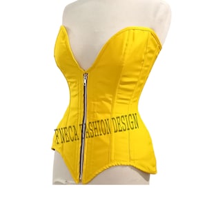 Heavy Duty Steel Boned Overbust Satin Waist Trainer Front Zipper Corset 9494