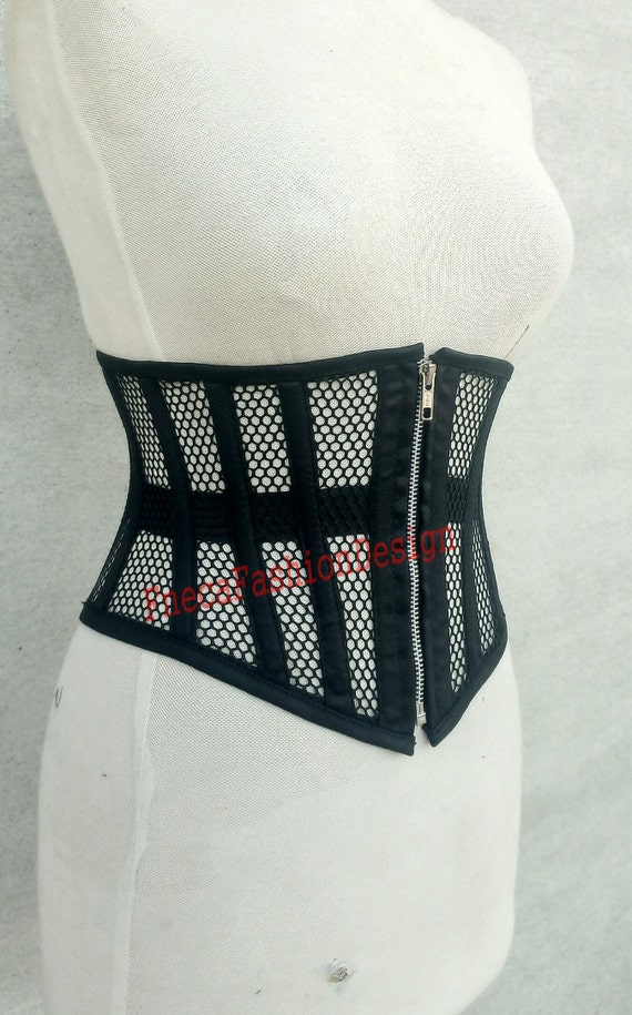 Heavy Duty Women's Waist Training Corset , Steel Boned Front Zip Corset ,  Underbust Shaper Weight Loss Corset , Mesh Corset 