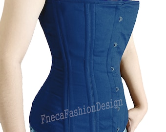 Steel Boned Cotton Overbust Corset: Waist Trainer
