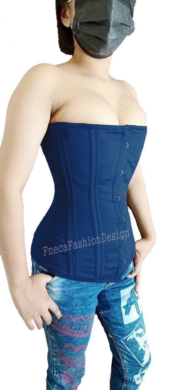 Steel Boned Cotton Overbust Corset: Waist Trainer