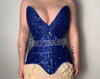 Heavy Duty Waist Trainer Steel Boned Sequin Corset  Overbust Corset