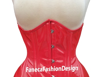 Corsé rojo de PVC con varillas de acero: entrenador de cintura resistente