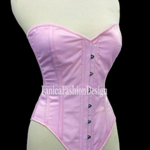 Heavy Duty Steel Boned Overbust Satin Waist Trainer Corset Pink corset