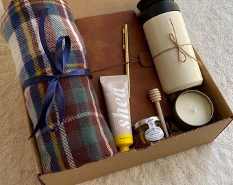 Personlig Hygge Box för henne, födelsedagspresentask, present till bästa vän, födelsedagstepresent, filtpresenter, presentaskset, återhämtningspresentset
