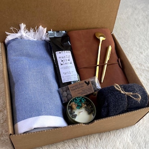 Classy Gift Box for Men - Father Gift Box with Towel, Notebook, Coffee - Self Care Gift Box, Package for Him, Gifts for Him for Any Occasion
