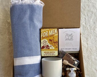 Paquete de cuidado para hombres, regalos para hombres con jabón de spa, juego de regalo esencial para él, regalos para él, cuidado personal para hombres, caja de regalo para hombres y regalo para él.