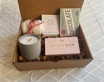 Freund Geschenkset für sie, Geschenkbox für Frauen, Ermutigungsgeschenk, Hygge-Geschenkbox, Denken an Sie Box, gemütliches Pflegepaket, Self Care Korb