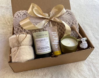 Self Care Paket für Frauen, Geschenke für die neue Mutter, gemütliche Geschenkbox mit Decke, edler Geschenkkorb für sie, Hygge Geschenk, Geschenkbox für Frauen