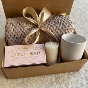 Funny Gift Box for Best Friend, Hygge Gift Basket For Girl, Best Gift for Coworker, Cozy Christmas Gifts for Her Comfort, Pink Style Gifts