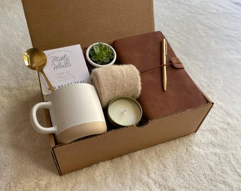 Pink Care Package for Her,  Self Care Gift Box for Women, Hygge Gift Basket for Her, Get Well Care Package for Women, Cozy Friend Gift
