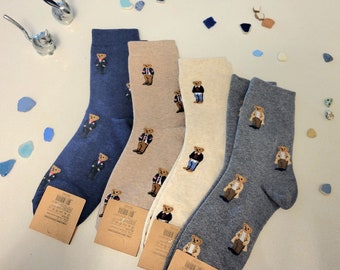Teddy Bear Fashion Unisex Korean Novelty Crazy Fun Cotton Socks | Gift for Him | Gift for Her | Teddy Bear| Cute Happy Cool Funny Socks
