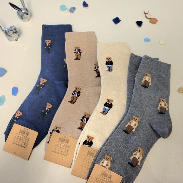 Teddy Bear Fashion Unisex Korean Novelty Crazy Fun Cotton Socks | Gift for Him | Gift for Her | Teddy Bear| Cute Happy Cool Funny Socks