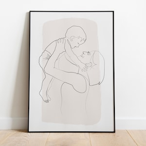 Mother and Daughter Printable Wall Art, Motherhood Art, Mom  Holding Toddler Baby Printable, Mommy and Child Wall Decor, Pregnancy Gift