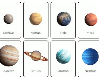 Space and Planets | Montessori Learning Cards for Children | Digital Download