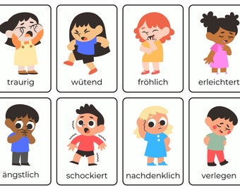 Montessori Lernkarten für Kinder | Thema Gefühle | Digitaler Download