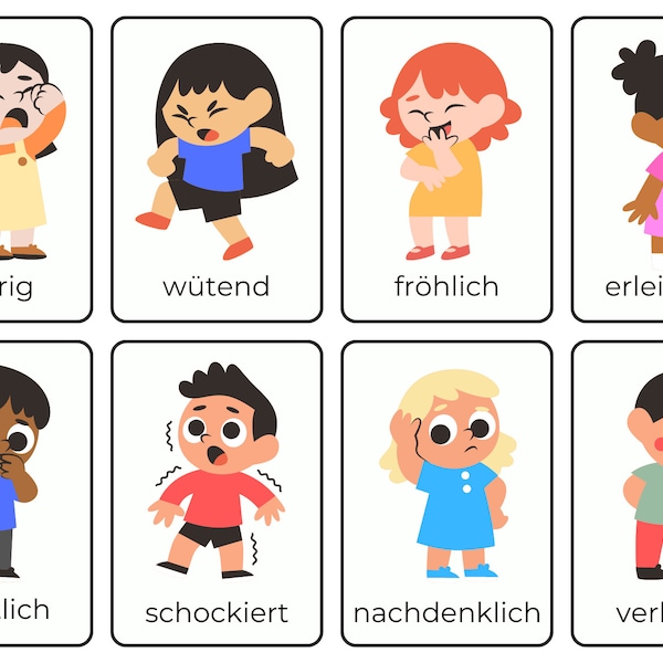 Montessori Lernkarten für Kinder | Thema Gefühle | Digitaler Download