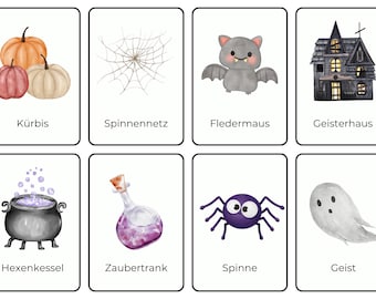 Grusel- und Halloween Lernkarten | Sprachförderung | Digitaler Download