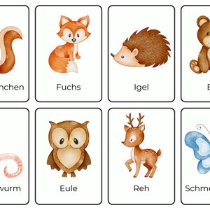 Tiere | Wald, Bauernhof & Meerestiere | Montessori Lernkarten für Kinder | Digitaler Download