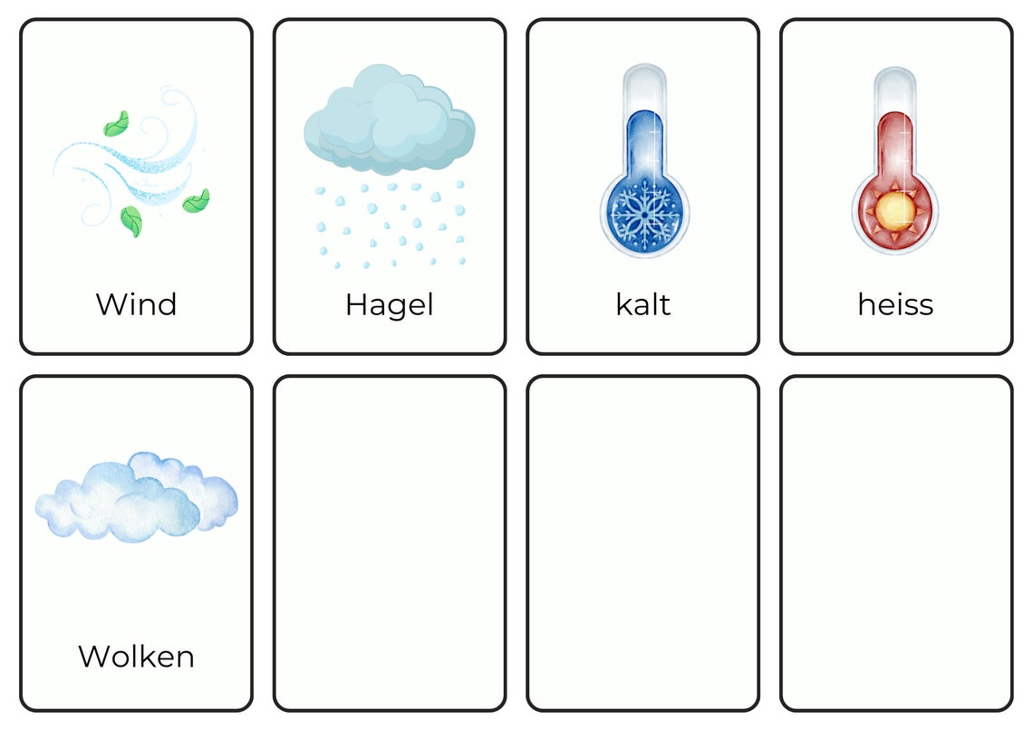 Montessori Lernkarten für Kinder Thema Wetter Digitaler Download - Etsy.de