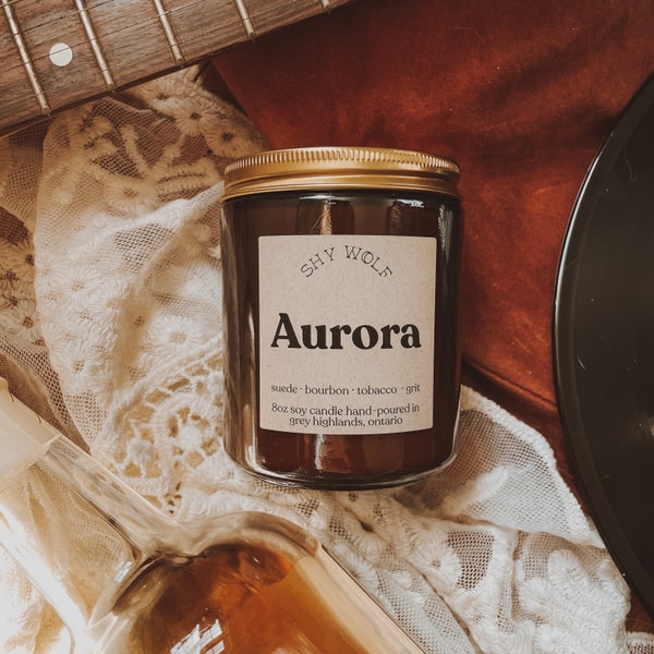 Daisy Jones and the Six Candle, Aurora Candle, Daisy Jones and the Six Merch,  Daisy Jones Candle, Aurora Tour, Leather Tobacco Soy Candle