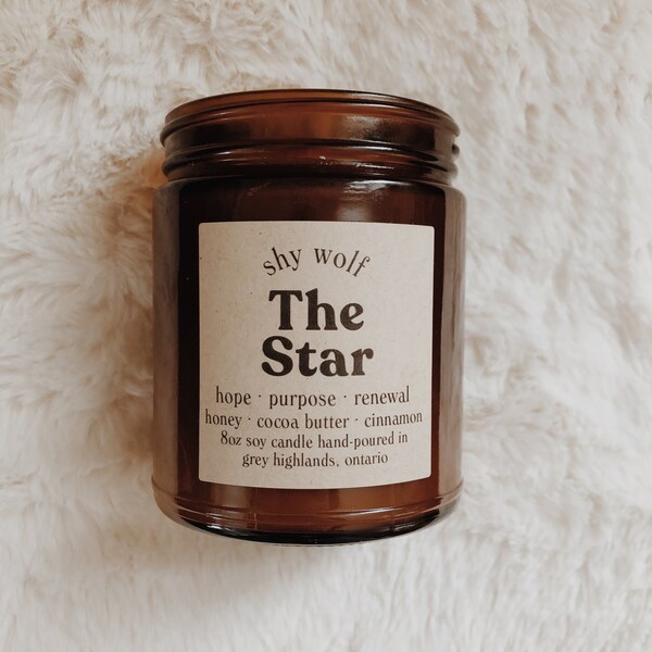 The Star Tarot Candle - Raw Honey, Cocoa Butter, Cinnamon Candle - Sweet Candle, Baking Candle, Hope Candle, Ritual Candles, Spiritual Gift