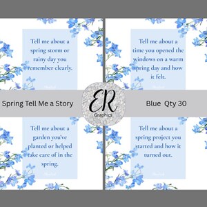 Spring Tell Me Your Story Posts | Interactive Social Media Graphics | Blue