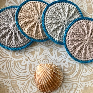 Baumwoll-Pads „ Double- Face“, grau / pfau, 4St.