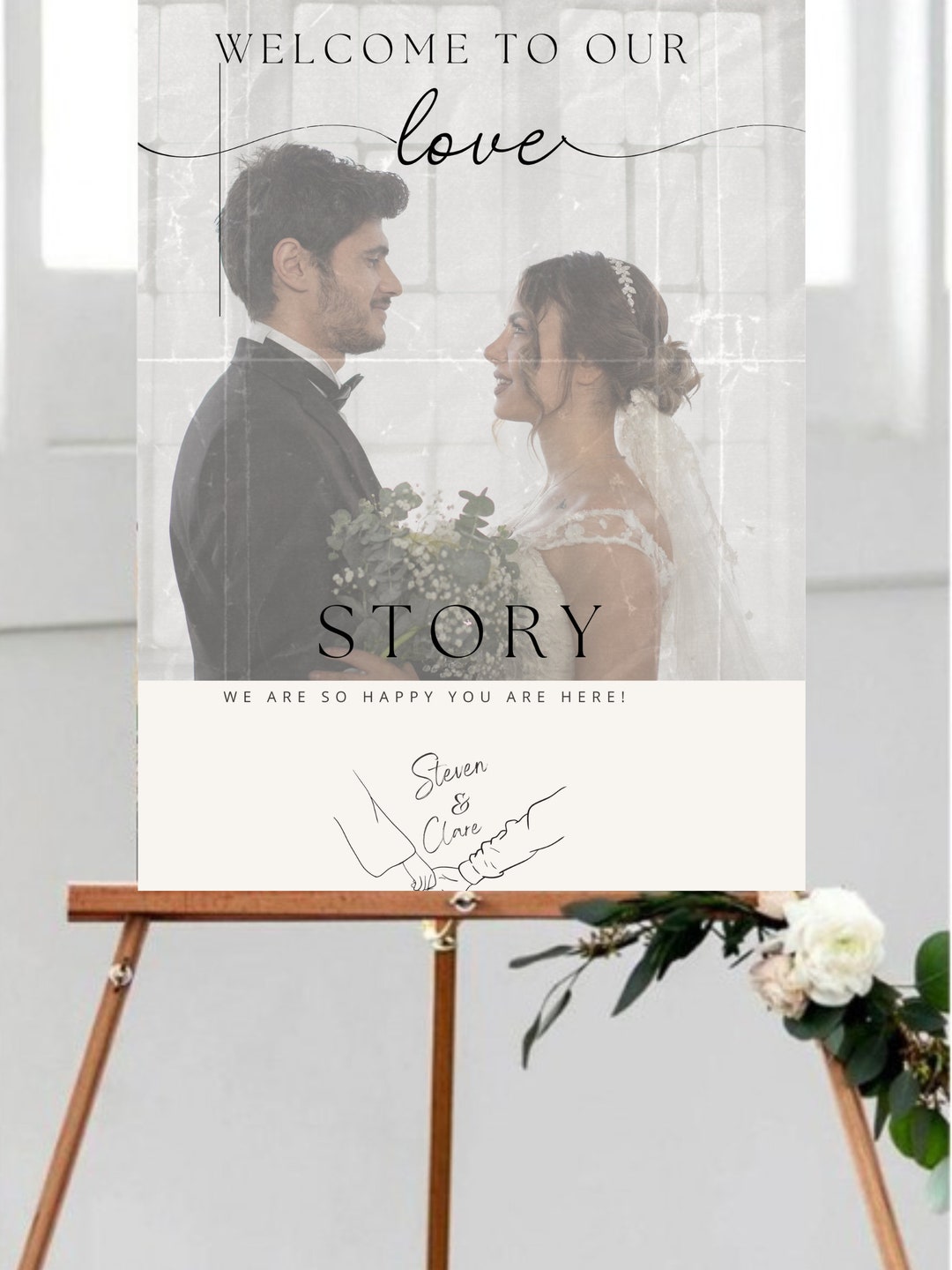 Customizable Photo Welcome Sign Elegant Engagement Party Sign ...