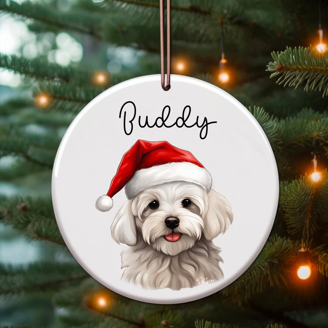 Custom Maltese Christmas Ornament Maltese Portrait Christmas Etsy