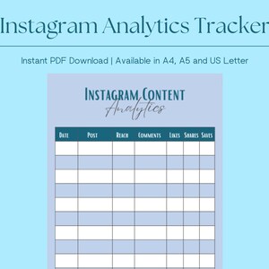 Instagram Analytics Tracker Printable Content Planner Social Media ...