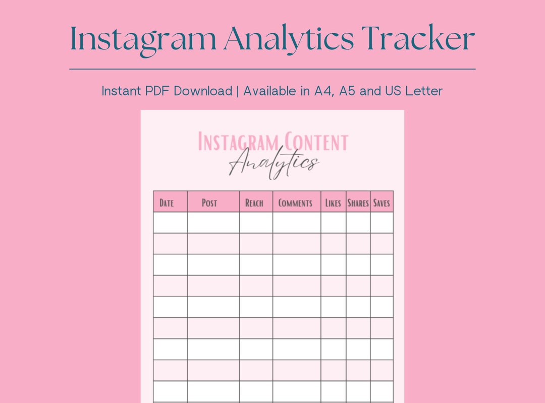 Instagram Analytics Tracker Printable Content Planner Social Media ...