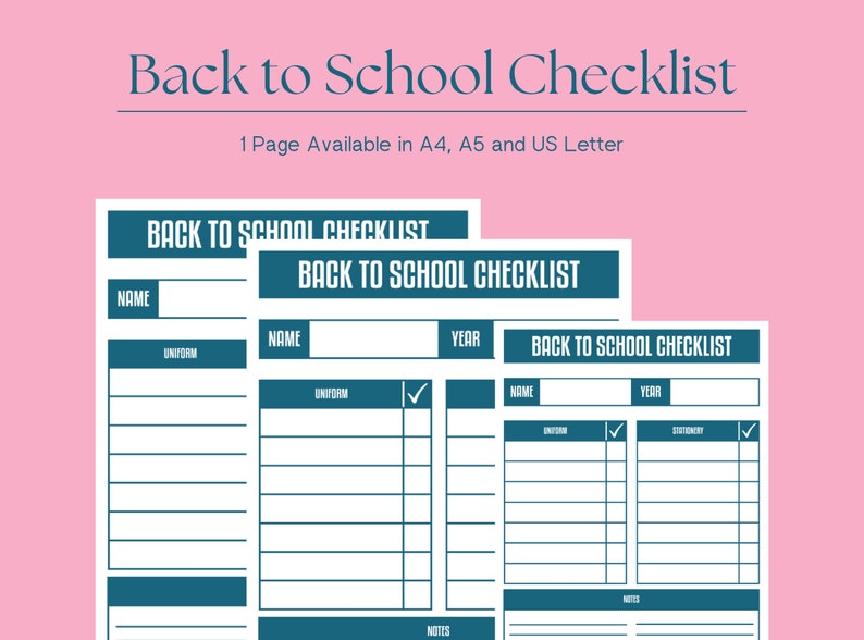 Back to School Checklist Printable Checklist First Day of School ...