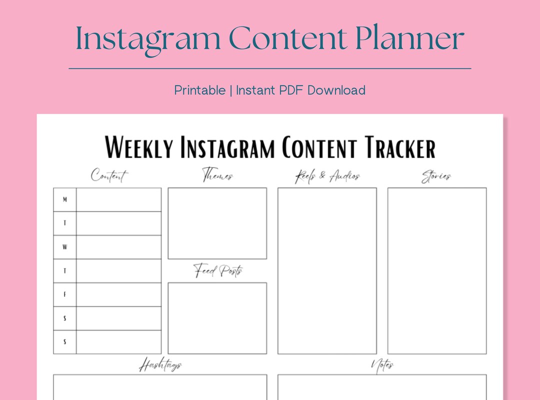 Weekly instagram content planner printable content planner social media
