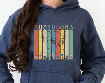 Retro Mushroom Hoodie, Vintage Feel Mushroom Pullover, Men's and Women's Hoodie, Nature Hoodie, Mushroom Clothing, Mushroom Sweatshirt