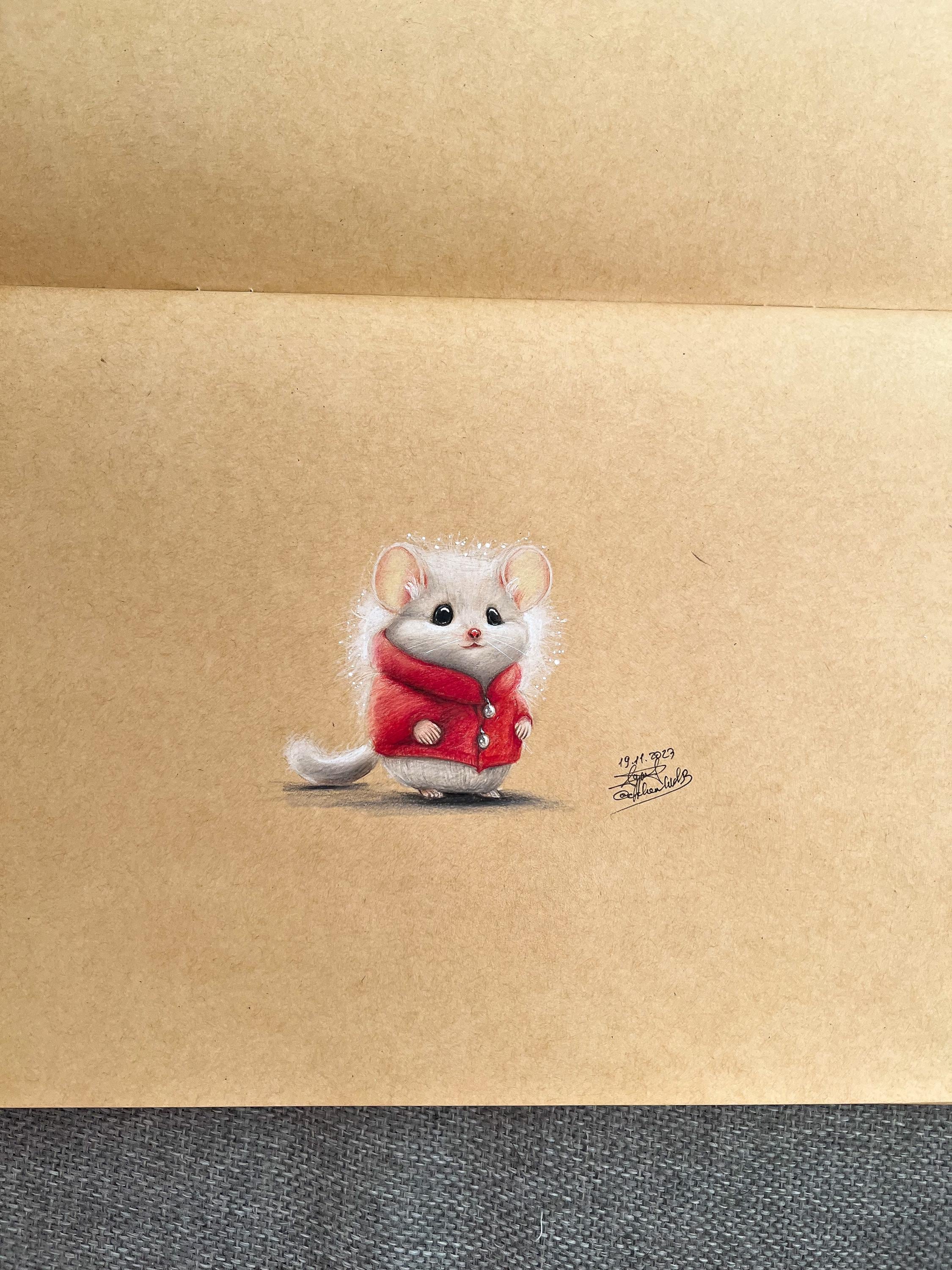 かわいいネズミの鉛筆画 - 気まぐれなアートプリント - Etsy 日本