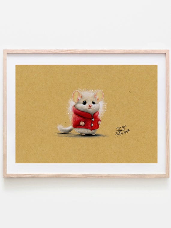 かわいいネズミの鉛筆画 - 気まぐれなアートプリント - Etsy 日本