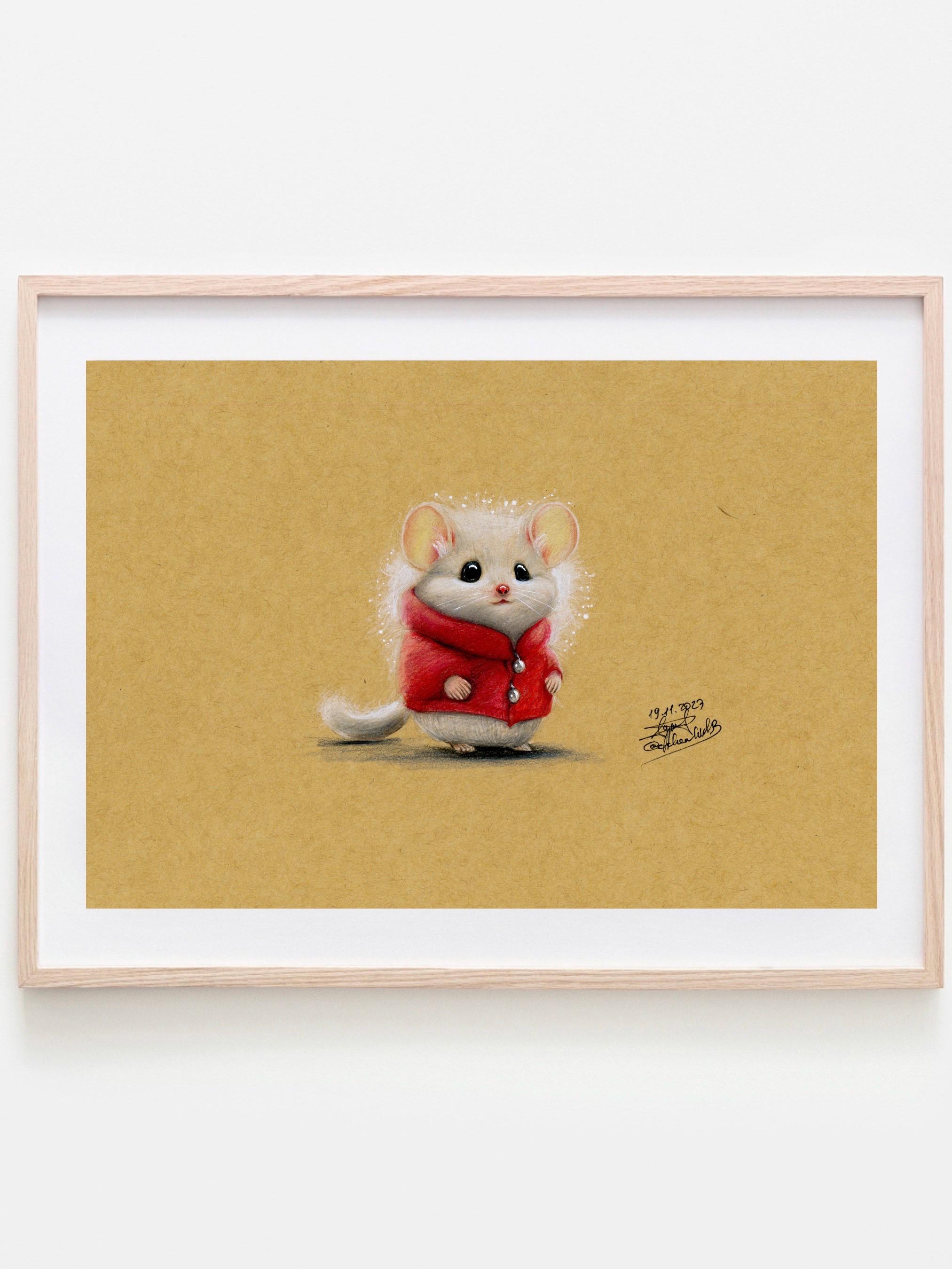 かわいいネズミの鉛筆画 - 気まぐれなアートプリント - Etsy 日本