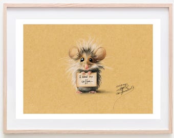 Beautiful Mouse Drawing - Pencil Illustration - decoration idea - Dream drawing - Funny Mouse Drawing - PRINT