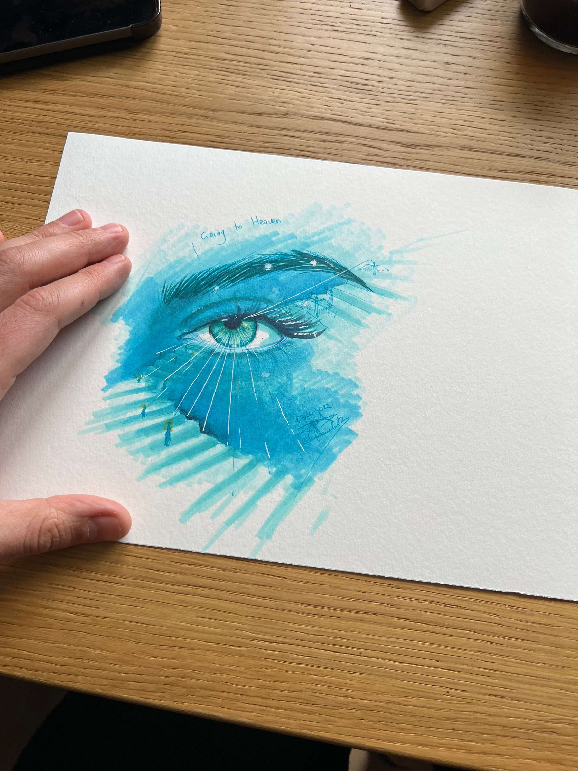 Colored Pencil Eyeball With Veins Art Board Print for Sale by