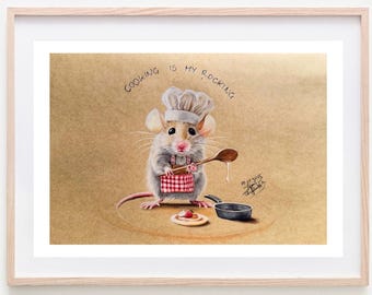 Bellissimo disegno di topo - Illustrazione a matita - idea di decorazione - Disegno da sogno - Disegno divertente di topo - STAMPA