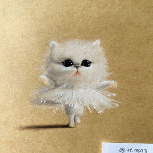 Adorable petit chat dansant dessin ORIGINAL dessin rigolo chat dansant image 3