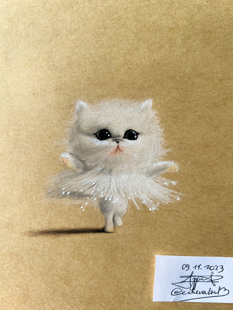 Adorable petit chat dansant dessin ORIGINAL dessin rigolo chat dansant image 3