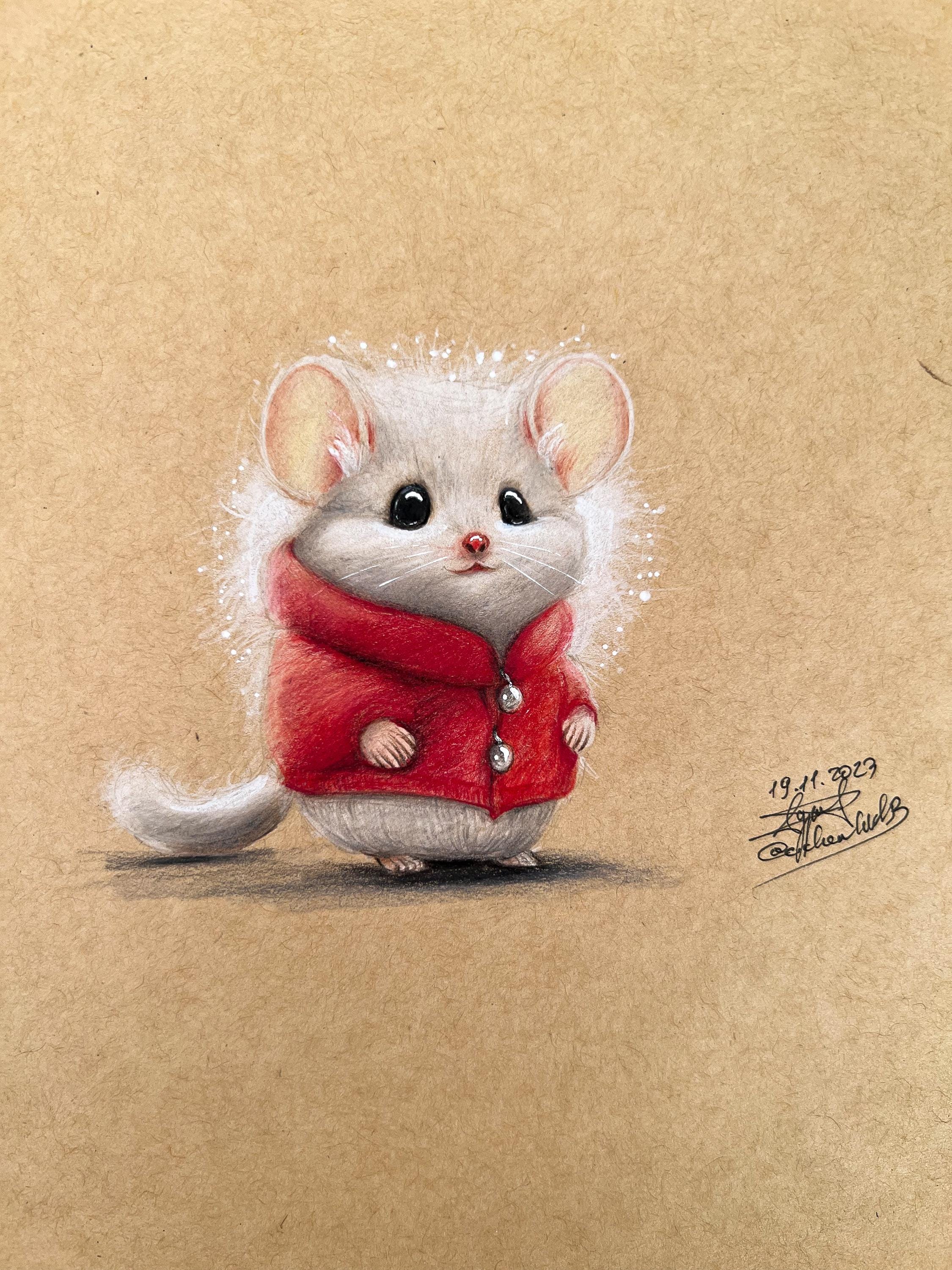 かわいいネズミの鉛筆画 - 気まぐれなアートプリント - Etsy 日本