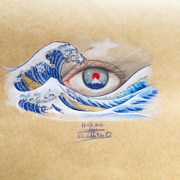 Kanagawa Wave - ORIGINAL drawing - Kanagawa Wave drawing