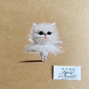 Adorable petit chat dansant dessin ORIGINAL dessin rigolo chat dansant image 1