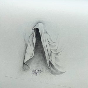 The Ghost ORIGINAL Drawing Drawing of a Ghost - Etsy